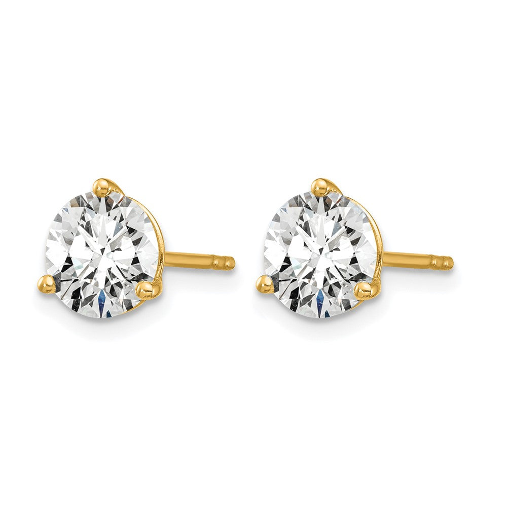 14K Gelbgold Ohrstecker mit 4 ct. zertifizierten, im Labor gezüchteten Diamanten, VS/SI+ G+, rund, 3-Krappen-Fassung, schwere Ausführung