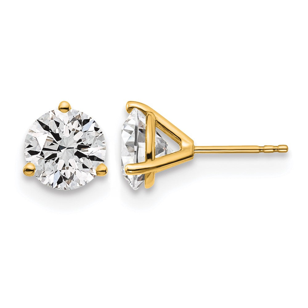 14K Gelbgold Ohrstecker mit 4 ct. Laborgezüchteten Diamanten, VS/SI+, G+, rund, 3-Krappen-Fassung, Ausführung in schwerer Qualität