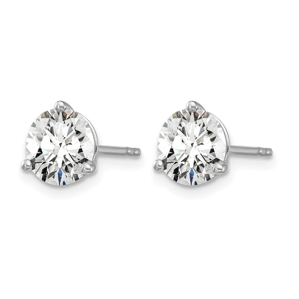 14K Weißgold Ohrstecker mit 5 ct. laborgezüchteten Diamanten, rund, Drei-Krappen-Fassung, VS/SI+ G+