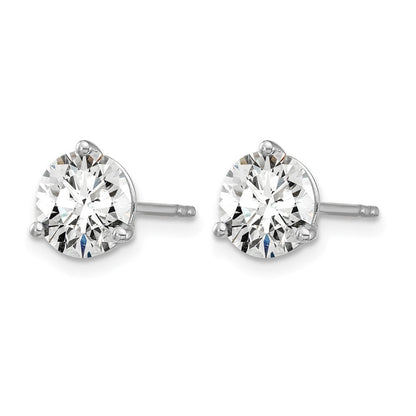 14K Weißgold Ohrstecker mit 5 ct. laborgezüchteten Diamanten, rund, Drei-Krappen-Fassung, VS/SI+ G+