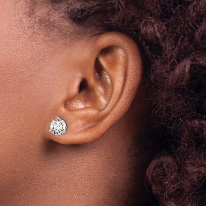14K Weißgold Ohrstecker mit 5 ct. laborgezüchteten Diamanten, rund, Drei-Krappen-Fassung, VS/SI+ G+