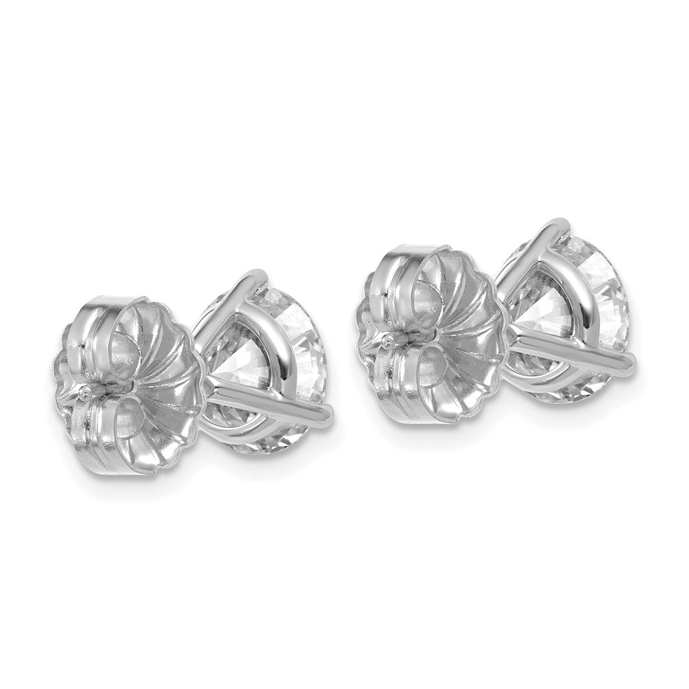 14K Weißgold Ohrstecker mit 5 ct. laborgezüchteten Diamanten, rund, Drei-Krappen-Fassung, VS/SI+ G+