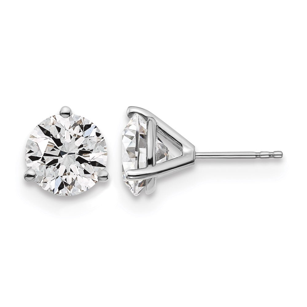 14K Weißgold Ohrstecker mit 5 ct. laborgezüchteten Diamanten, rund, Drei-Krappen-Fassung, VS/SI+ G+