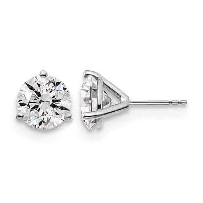14K Weißgold Ohrstecker mit 5 ct. laborgezüchteten Diamanten, rund, Drei-Krappen-Fassung, VS/SI+ G+