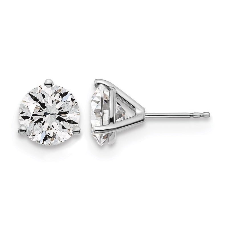 14K Weißgold Ohrstecker mit 5 ct. laborgezüchteten Diamanten, rund, Drei-Krappen-Fassung, VS/SI+ G+