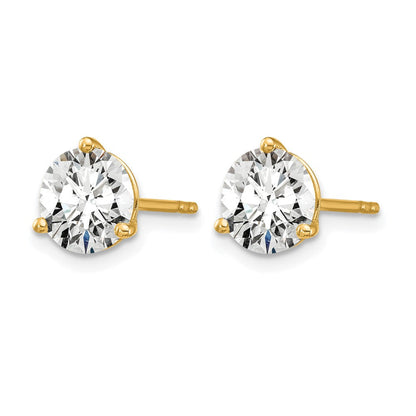 14K Gelbgold Ohrstecker mit 5 ct. zertifizierten, im Labor gezüchteten Diamanten, VS/SI+ G+, rund, 3-Krappen-Fassung, schweres Gewicht