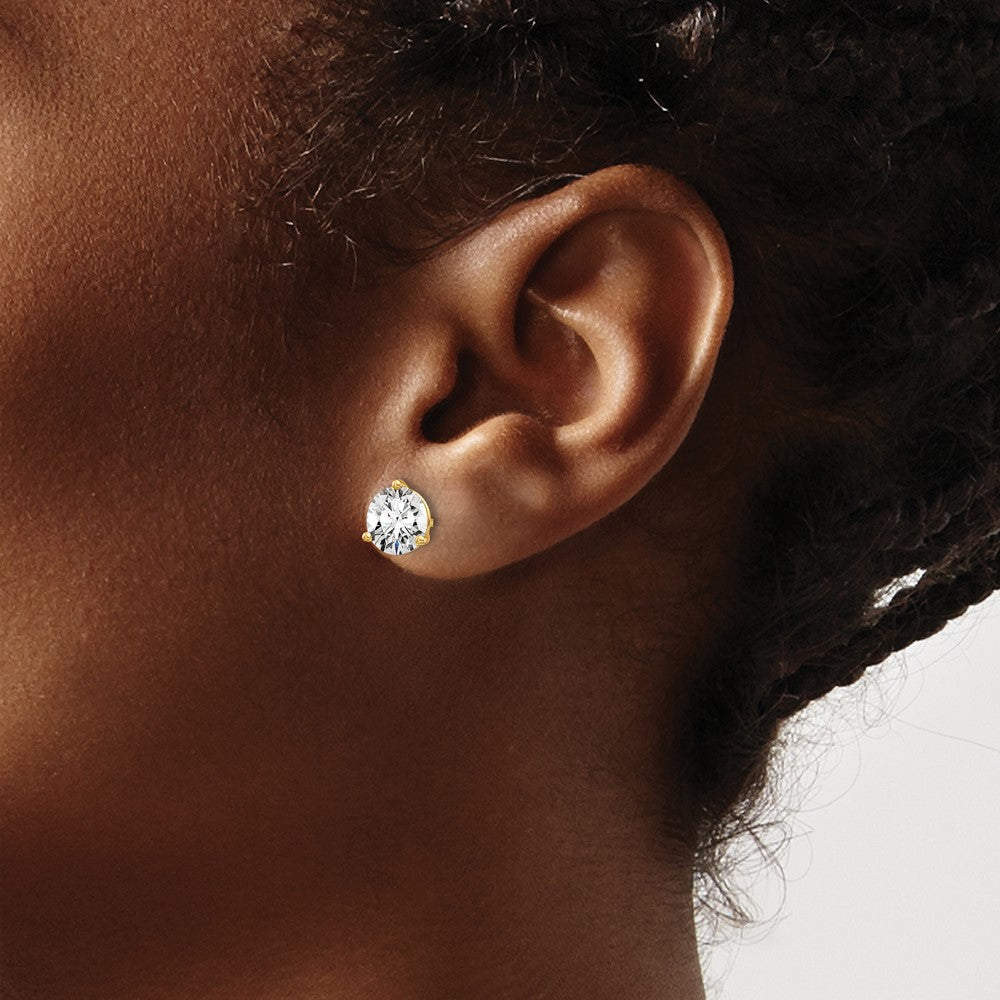 14K Gelbgold Ohrstecker mit 5 ct. zertifizierten, im Labor gezüchteten Diamanten, VS/SI+ G+, rund, 3-Krappen-Fassung, schweres Gewicht