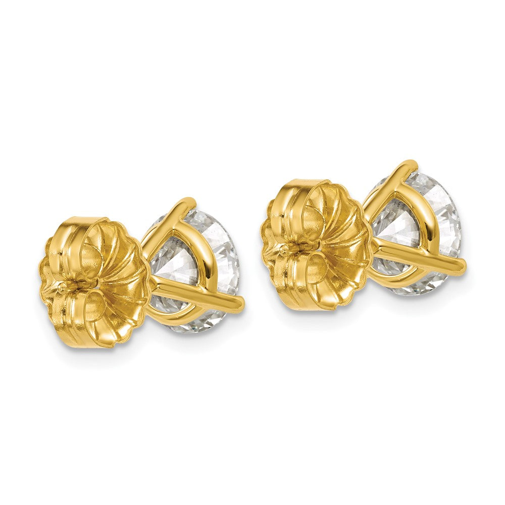 14K Gelbgold Ohrstecker mit 5 ct. zertifizierten, im Labor gezüchteten Diamanten, VS/SI+ G+, rund, 3-Krappen-Fassung, schweres Gewicht