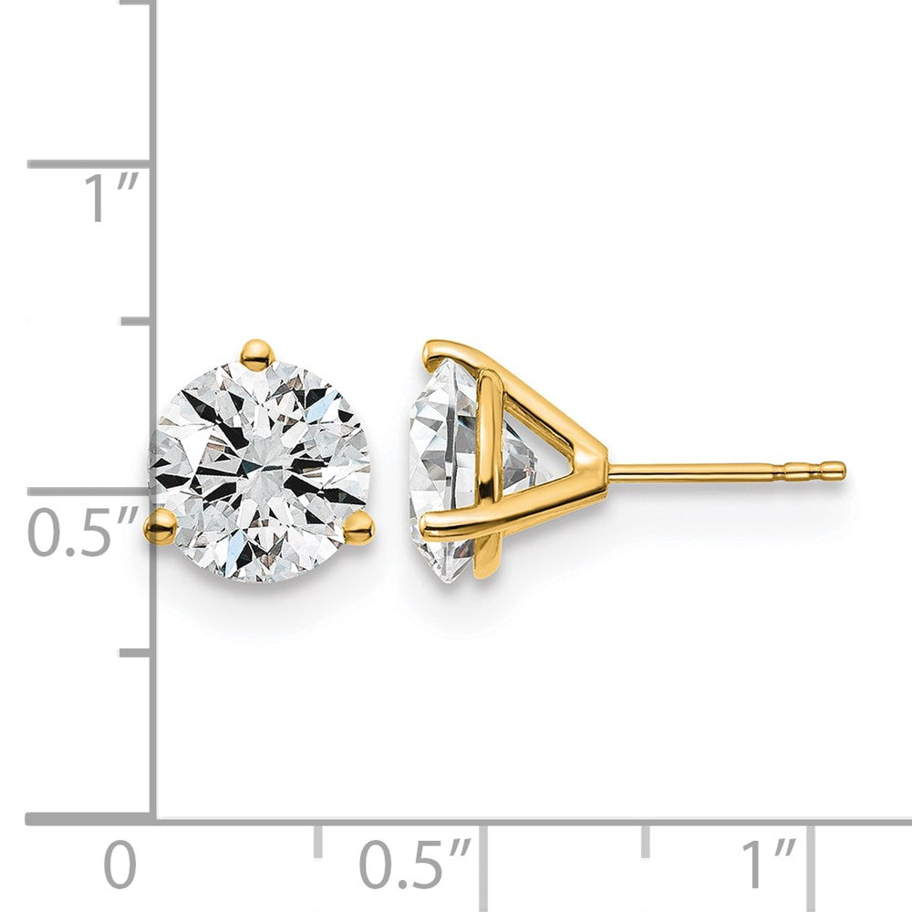 14K Gelbgold Ohrstecker mit 5 ct. zertifizierten, im Labor gezüchteten Diamanten, VS/SI+ G+, rund, 3-Krappen-Fassung, schweres Gewicht