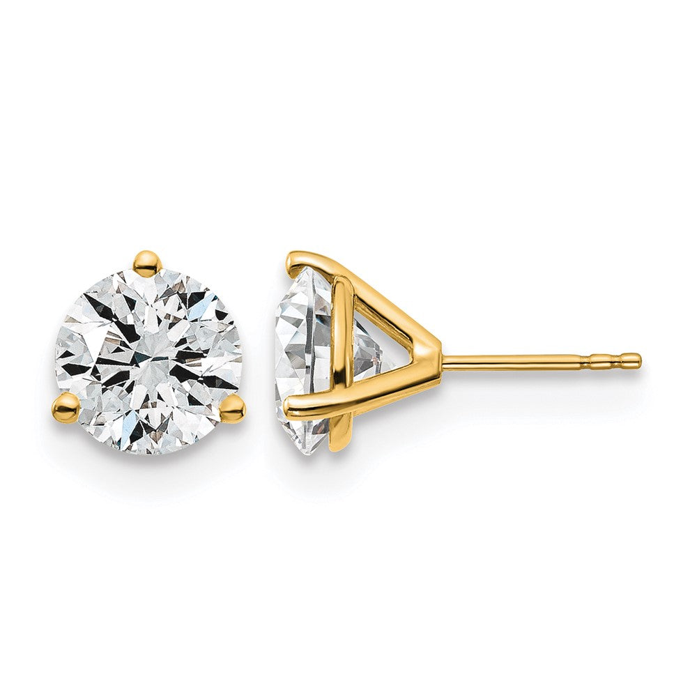 14K Gelbgold Ohrstecker mit 5 ct. zertifizierten, im Labor gezüchteten Diamanten, VS/SI+ G+, rund, 3-Krappen-Fassung, schweres Gewicht