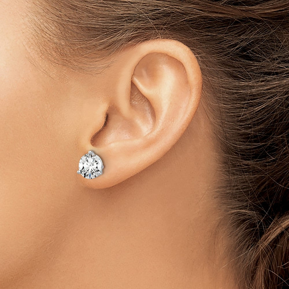 14K Weißgold Ohrstecker mit rundem, im Labor gezüchtetem Diamant, 6 ct., VS/SI+, G+, Dreikrappenfassung, mit Ohrstecker-Verschluss