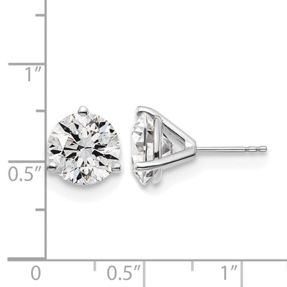 14K Weißgold Ohrstecker mit rundem, im Labor gezüchtetem Diamant, 6 ct., VS/SI+, G+, Dreikrappenfassung, mit Ohrstecker-Verschluss