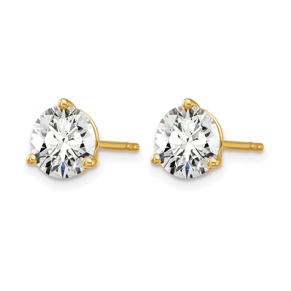 14K Gelbgold Ohrstecker mit 6 ct. zertifizierten, im Labor gezüchteten Diamanten, VS/SI+ G+, rund, in Dreizacken-Fassung