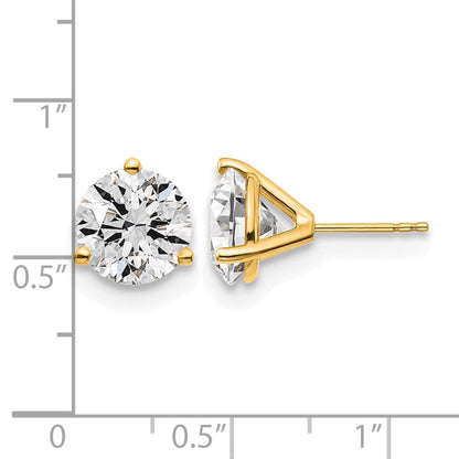14K Gelbgold Ohrstecker mit 6 ct. zertifizierten, im Labor gezüchteten Diamanten, VS/SI+ G+, rund, in Dreizacken-Fassung
