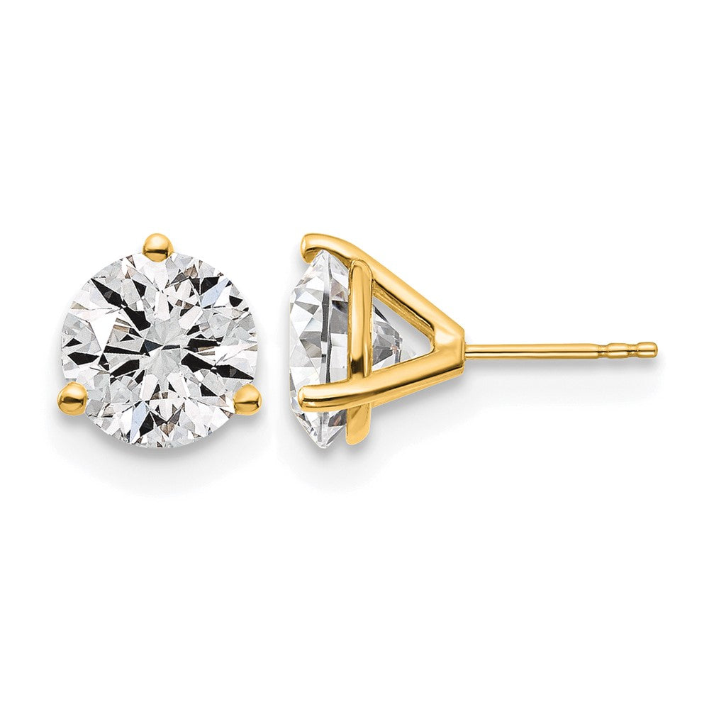 14K Gelbgold Ohrstecker mit 6 ct. zertifizierten, im Labor gezüchteten Diamanten, VS/SI+ G+, rund, in Dreizacken-Fassung