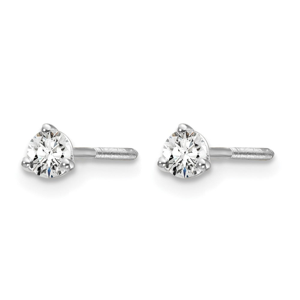 14K Weißgold Ohrstecker mit 0,2 ct. laborgezüchteten Diamanten, rund, 3-Krappen-Fassung, VS/SI+ G+, schwere Ausführung, Schraubverschluss