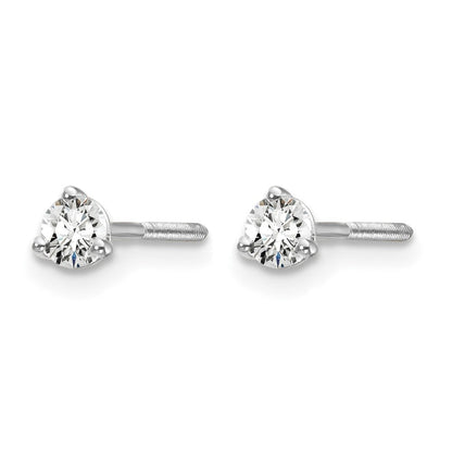 14K Weißgold Ohrstecker mit 0,2 ct. zertifizierten, im Labor gezüchteten Diamanten, VS/SI+ G+, Rund, 3-Krappen-Fassung, hohes Gewicht, Schraubverschluss