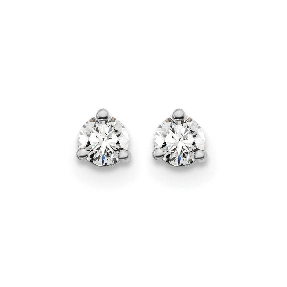 14K Weißgold Ohrstecker mit 0,2 ct. laborgezüchteten Diamanten, rund, 3-Krappen-Fassung, VS/SI+ G+, schwere Ausführung, Schraubverschluss