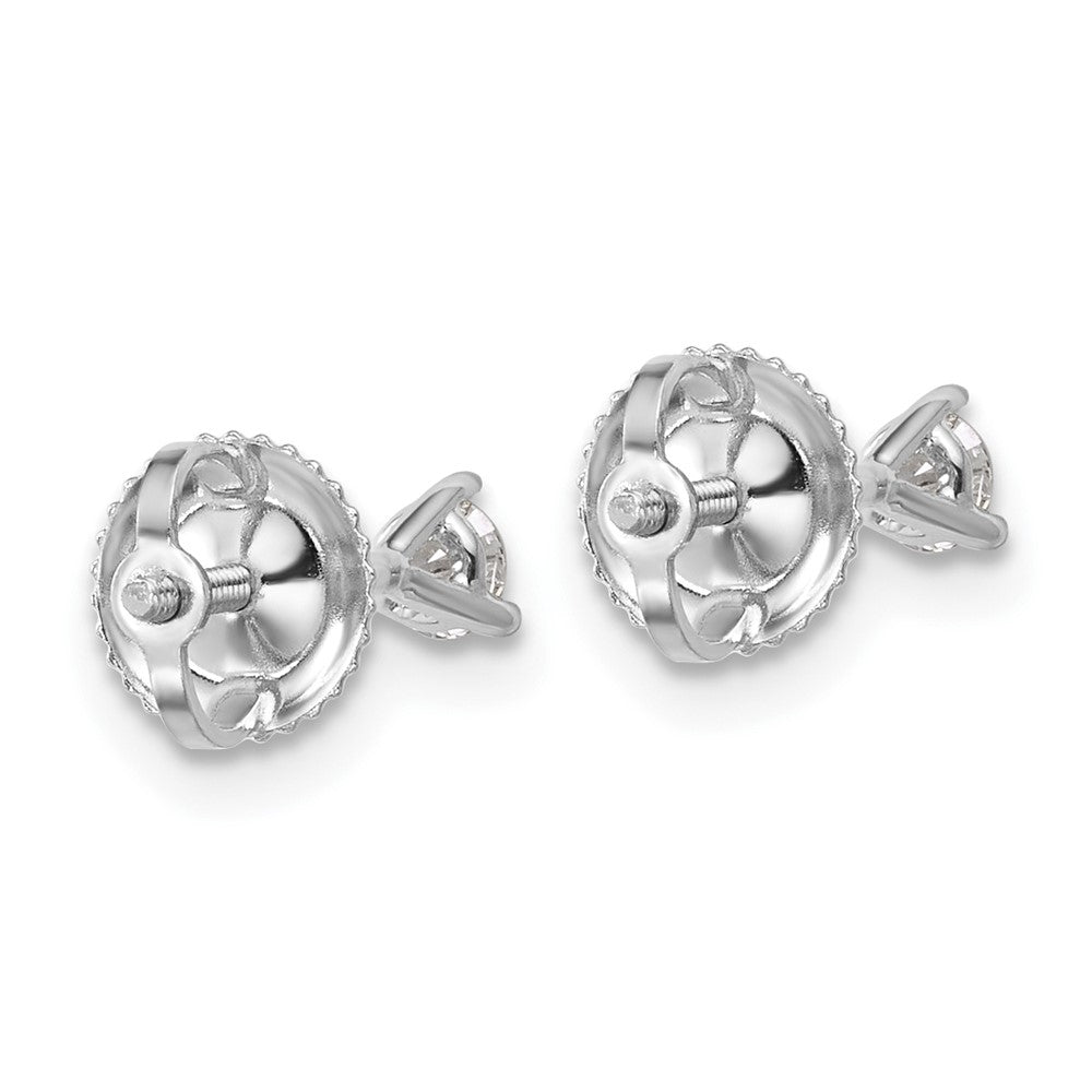 14K Weißgold Ohrstecker mit 0,2 ct. laborgezüchteten Diamanten, rund, 3-Krappen-Fassung, VS/SI+ G+, schwere Ausführung, Schraubverschluss
