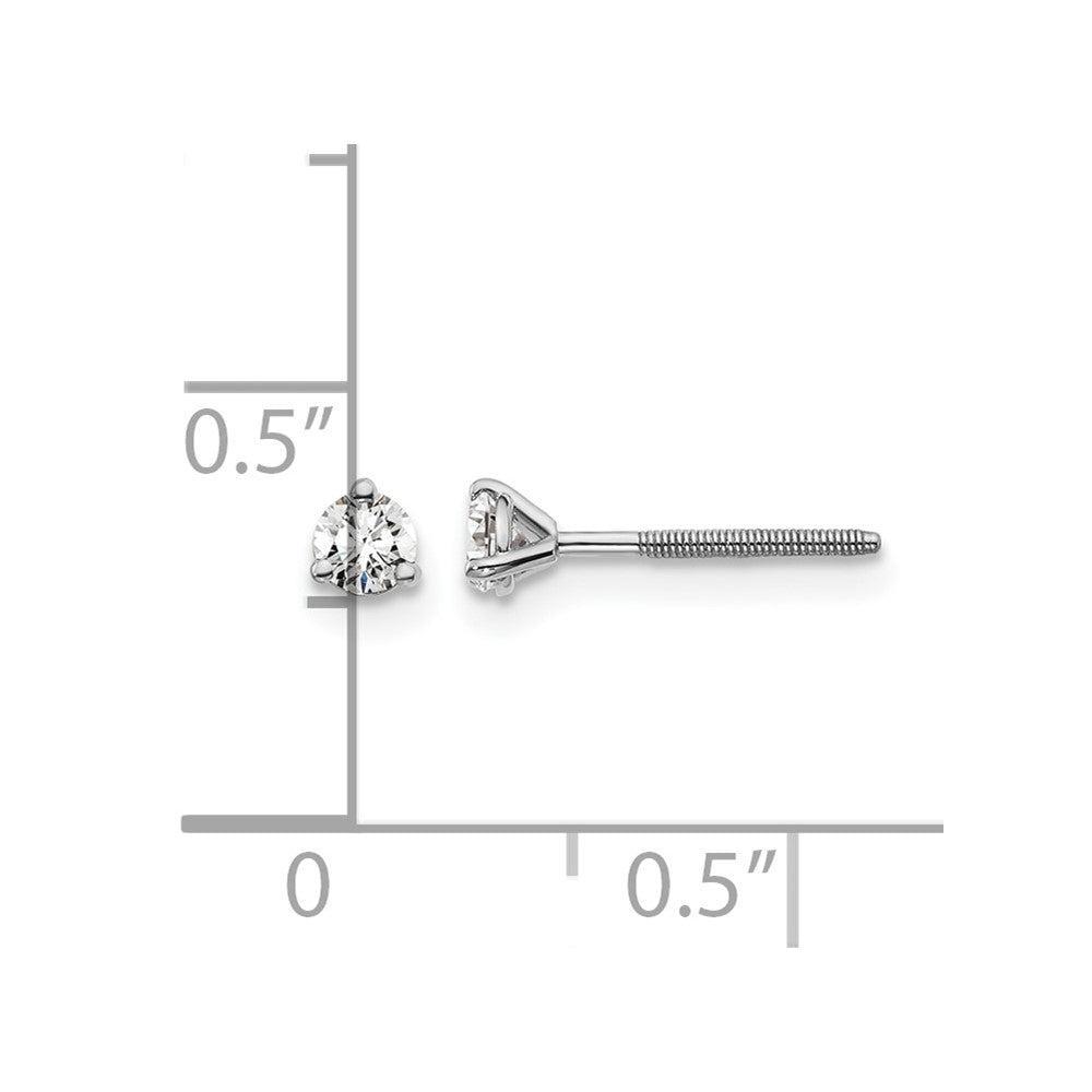 14K Weißgold Ohrstecker mit 0,2 ct. laborgezüchteten Diamanten, rund, 3-Krappen-Fassung, VS/SI+ G+, schwere Ausführung, Schraubverschluss