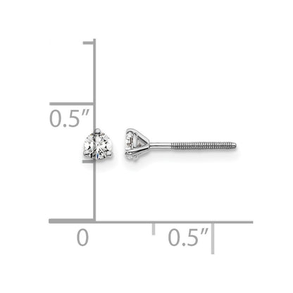 14K Weißgold Ohrstecker mit 0,2 ct. zertifizierten, im Labor gezüchteten Diamanten, VS/SI+ G+, Rund, 3-Krappen-Fassung, hohes Gewicht, Schraubverschluss