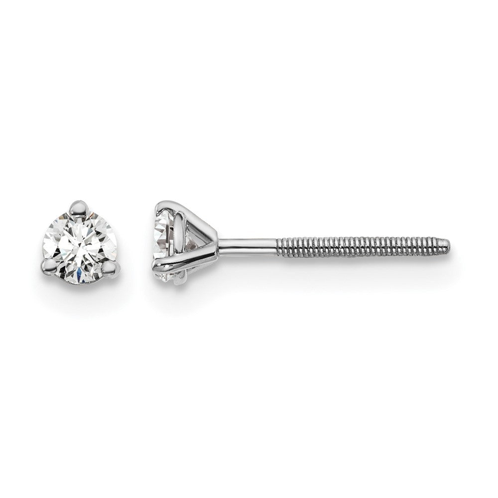 14K Weißgold Ohrstecker mit 0,2 ct. laborgezüchteten Diamanten, rund, 3-Krappen-Fassung, VS/SI+ G+, schwere Ausführung, Schraubverschluss