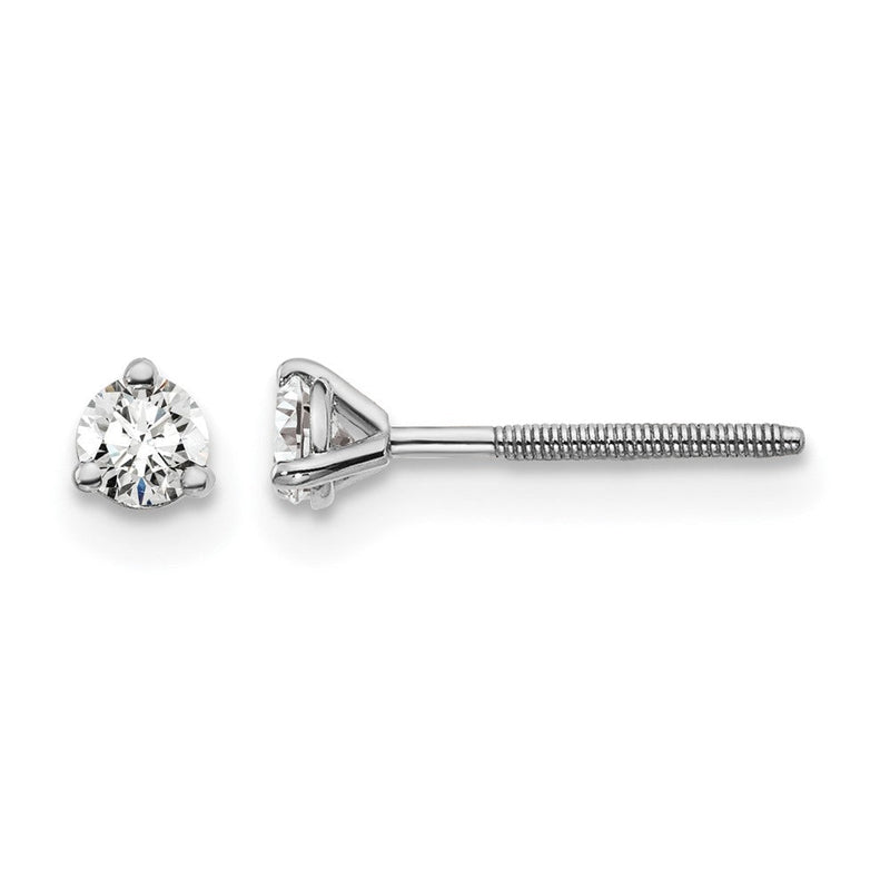 14K Weißgold Ohrstecker mit 0,2 ct. zertifizierten, im Labor gezüchteten Diamanten, VS/SI+ G+, Rund, 3-Krappen-Fassung, hohes Gewicht, Schraubverschluss