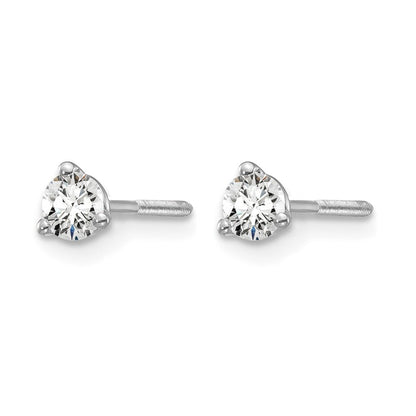 14K Weißgold Ohrstecker mit 0,25 ct. zertifizierten laborgezüchteten Diamanten, VS/SI+ G+, Rundschliff, 3-Krappen-Fassung, Schwergewicht, Schraubverschluss