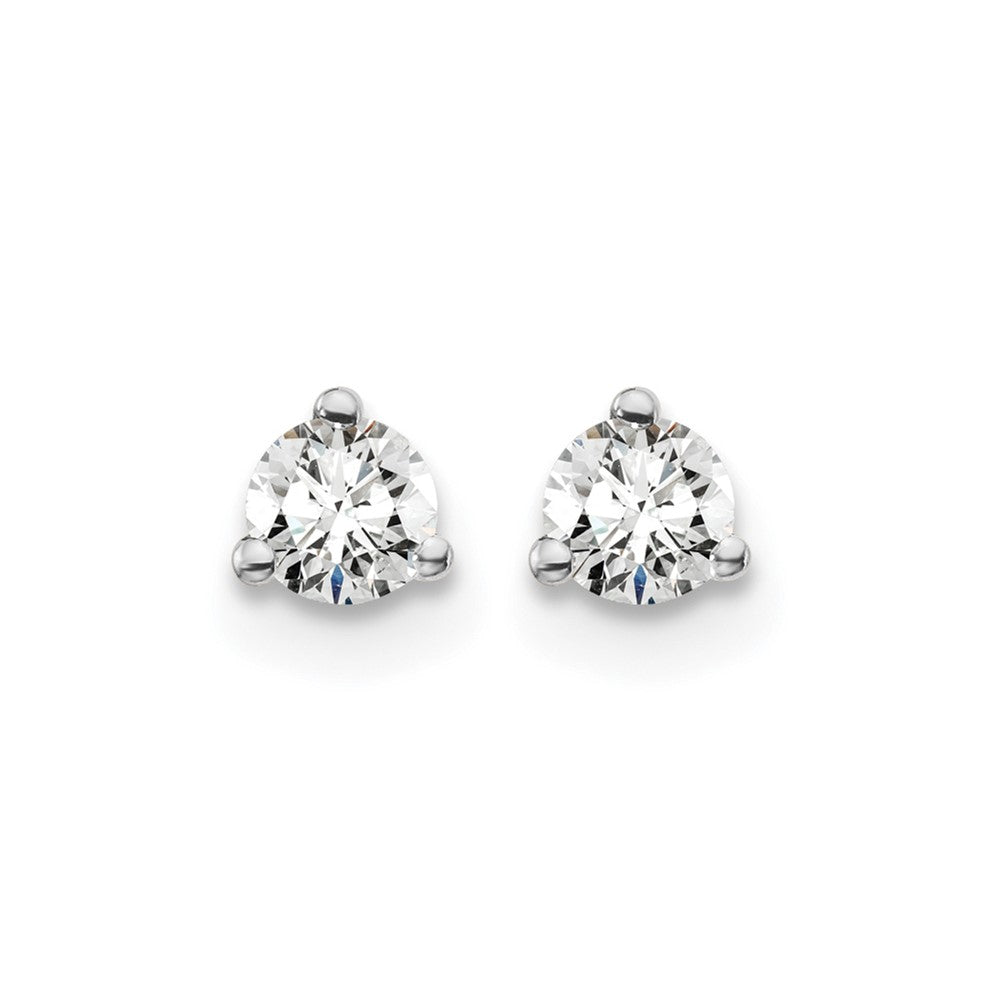 14K Weißgold Ohrstecker mit 0,25 ct. zertifizierten laborgezüchteten Diamanten, VS/SI+ G+, Rundschliff, 3-Krappen-Fassung, Schwergewicht, Schraubverschluss