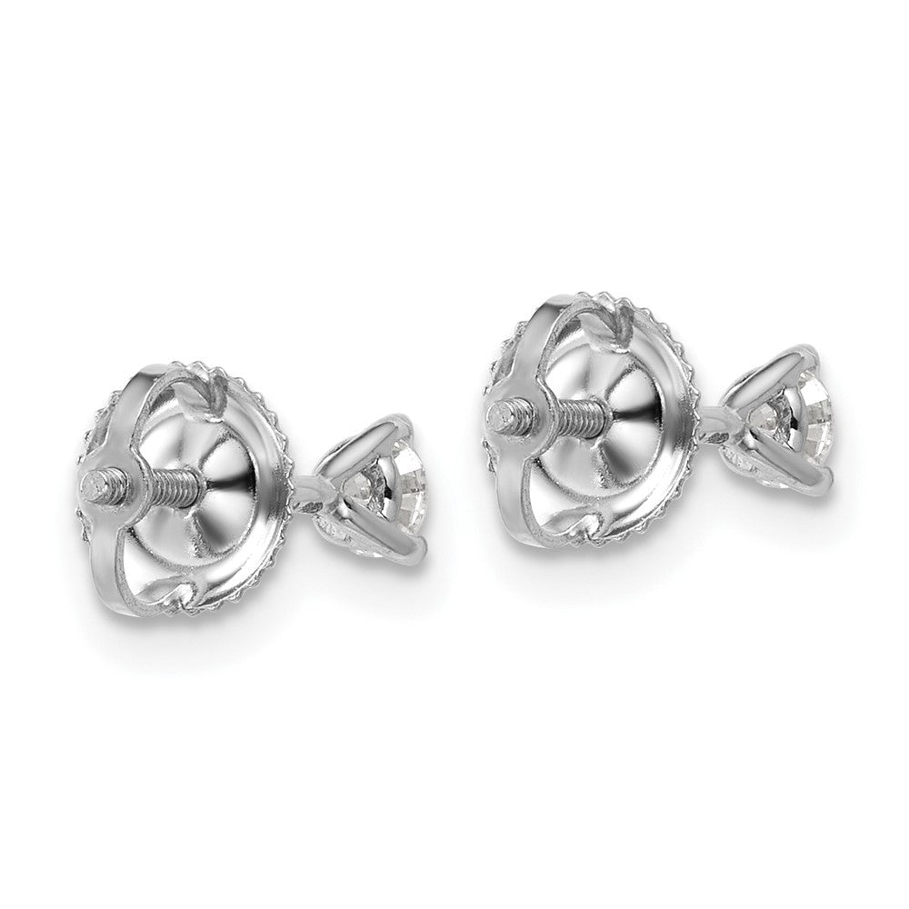 14K Weißgold Ohrstecker mit 0,25 ct. zertifizierten laborgezüchteten Diamanten, VS/SI+ G+, Rundschliff, 3-Krappen-Fassung, Schwergewicht, Schraubverschluss