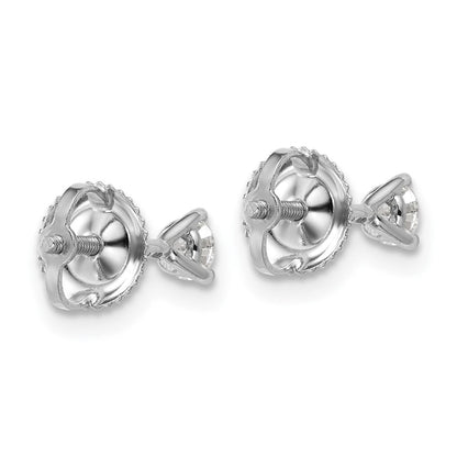 14K Weißgold Ohrstecker mit 0,25 ct. zertifizierten laborgezüchteten Diamanten, VS/SI+ G+, Rundschliff, 3-Krappen-Fassung, Schwergewicht, Schraubverschluss