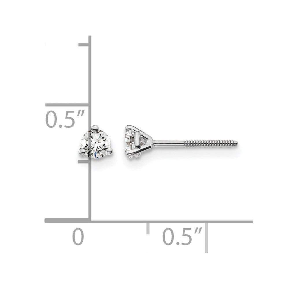 14K Weißgold Ohrstecker mit 0,25 ct. zertifizierten laborgezüchteten Diamanten, VS/SI+ G+, Rundschliff, 3-Krappen-Fassung, Schwergewicht, Schraubverschluss