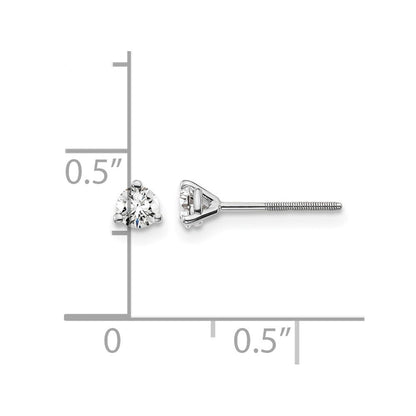 14K Weißgold Ohrstecker mit 0,25 ct. zertifizierten laborgezüchteten Diamanten, VS/SI+ G+, Rundschliff, 3-Krappen-Fassung, Schwergewicht, Schraubverschluss