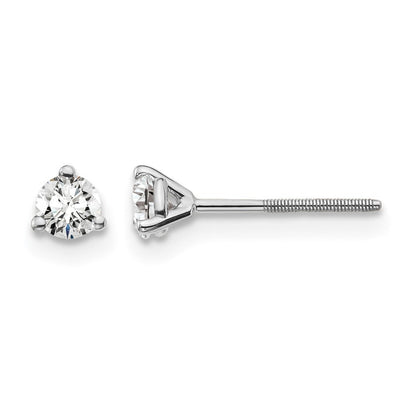 14K Weißgold Ohrstecker mit 0,25 ct. zertifizierten laborgezüchteten Diamanten, VS/SI+ G+, Rundschliff, 3-Krappen-Fassung, Schwergewicht, Schraubverschluss