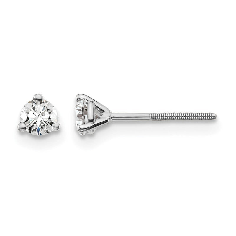 14K Weißgold Ohrstecker mit 0,25 ct. zertifizierten laborgezüchteten Diamanten, VS/SI+ G+, Rundschliff, 3-Krappen-Fassung, Schwergewicht, Schraubverschluss