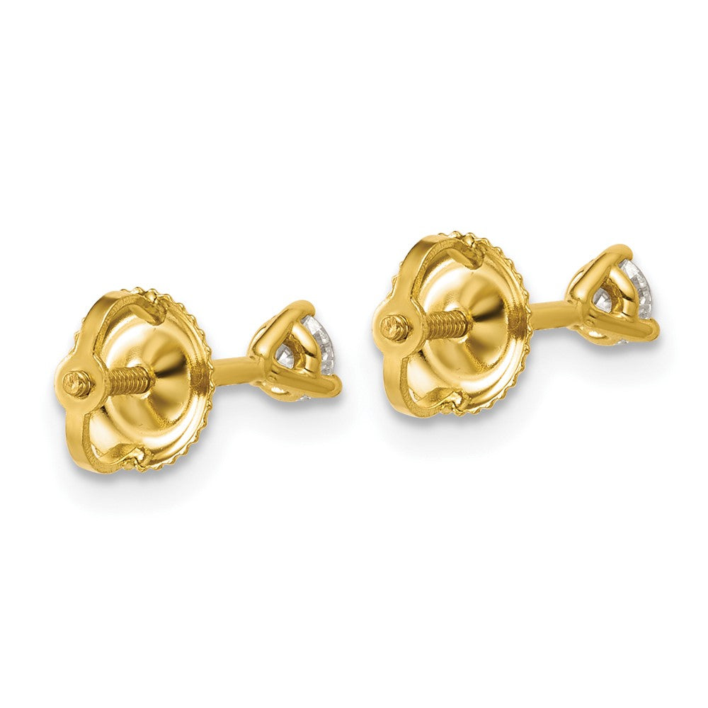 14K Gelbgold 0,25 ct. Zertifizierte Laborgezüchtete Diamant-Ohrstecker VS/SI+ G+ Rund 3-Krappen Schwere Ausführung Schraubverschluss