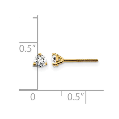 14K Gelbgold Ohrstecker mit 0,25 ct. im Rundschliff, Labor-gezüchteten Diamanten VS/SI+ G+, Drei-Krappenfassung, Schraubverschluss