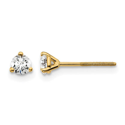 14K Gelbgold Ohrstecker mit 0,25 ct. im Rundschliff, Labor-gezüchteten Diamanten VS/SI+ G+, Drei-Krappenfassung, Schraubverschluss