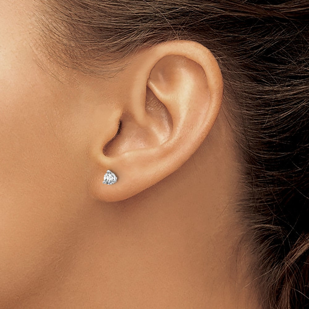 14K Weißgold Ohrstecker mit 0,33 ct. zertifiziertem, im Labor gezüchtetem Diamant, VS/SI+ G+, rund, Drei-Krappen-Fassung, Schraubverschluss