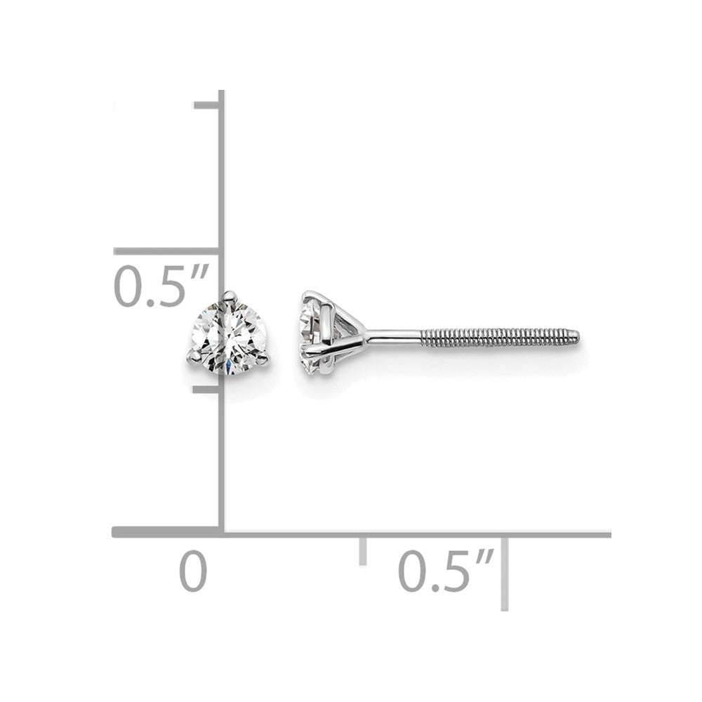 14K Weißgold Ohrstecker mit 0,33 ct. zertifiziertem, im Labor gezüchtetem Diamant, VS/SI+ G+, rund, Drei-Krappen-Fassung, Schraubverschluss