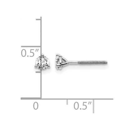 14K Weißgold Ohrstecker mit 0,33 ct. zertifiziertem, im Labor gezüchtetem Diamant, VS/SI+ G+, rund, Drei-Krappen-Fassung, Schraubverschluss