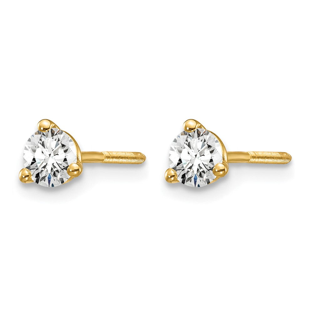 14K Gelbgold Ohrstecker mit 0,33 ct. zertifiziertem laborgezüchtetem Diamant VS/SI+ G+, rund, Dreikrallenfassung, Schraubverschluss