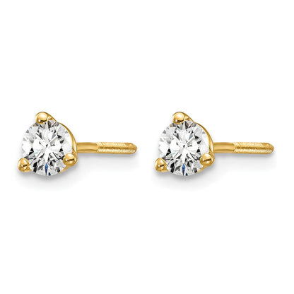 14K Gelbgold 0,33 ct. Laborgezüchtete Diamant VS/SI+ G+ Rund 3-Krappen Schweres Gewicht Schraubverschluss Ohrstecker