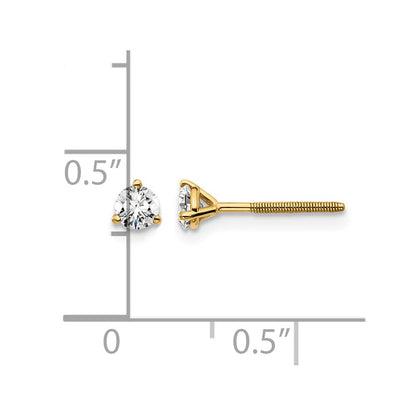 14K Gelbgold 0,33 ct. Laborgezüchtete Diamant VS/SI+ G+ Rund 3-Krappen Schweres Gewicht Schraubverschluss Ohrstecker