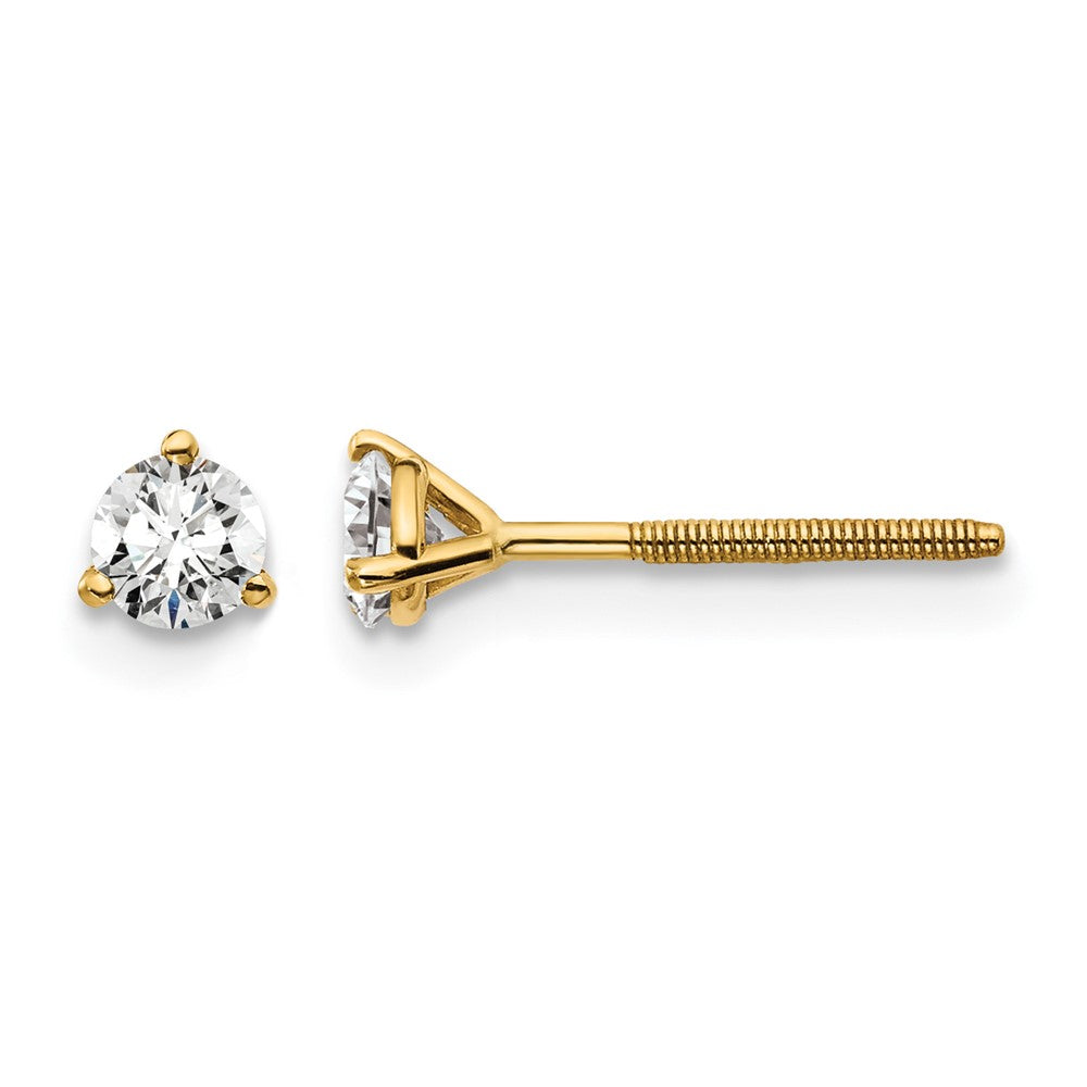 14K Gelbgold 0,33 ct. Laborgezüchtete Diamant VS/SI+ G+ Rund 3-Krappen Schweres Gewicht Schraubverschluss Ohrstecker