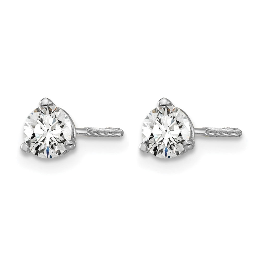 14K Weißgold Ohrstecker mit 0,5 ct. zertifizierten, im Labor gezüchteten Diamanten, VS/SI+ G+, rund, 3-Krappen-Fassung, schwere Ausführung, Schraubverschluss