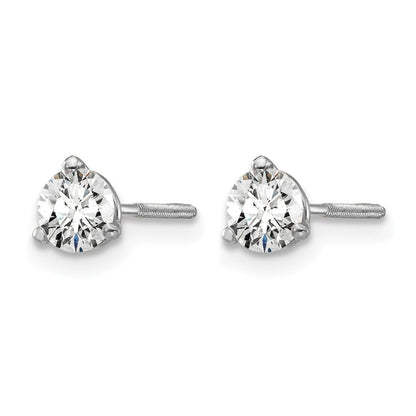 14K Weißgold Ohrstecker mit 0,5 ct. zertifizierten, im Labor gezüchteten Diamanten, VS/SI+ G+, rund, 3-Krappen-Fassung, schwere Ausführung, Schraubverschluss