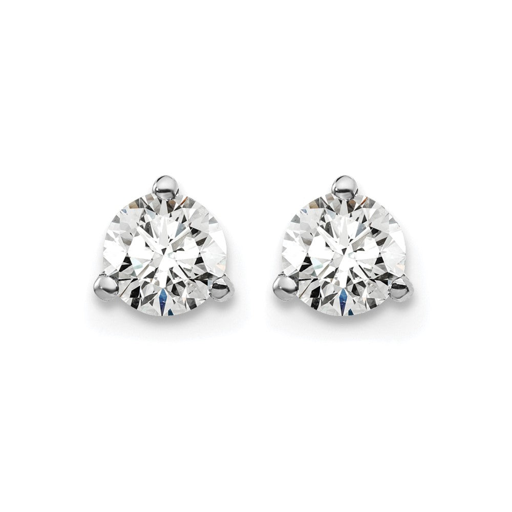 14K Weißgold Ohrstecker mit 0,5 ct. zertifizierten, im Labor gezüchteten Diamanten, VS/SI+ G+, rund, 3-Krappen-Fassung, schwere Ausführung, Schraubverschluss