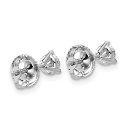 14K Weißgold Ohrstecker mit 0,5 ct. Labor gezüchteten Diamanten, VS/SI+ G+, Rund, 3-Krappen-Fassung, hohes Gewicht, Schraubverschluss