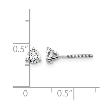 14K Weißgold Ohrstecker mit 0,5 ct. Labor gezüchteten Diamanten, VS/SI+ G+, Rund, 3-Krappen-Fassung, hohes Gewicht, Schraubverschluss